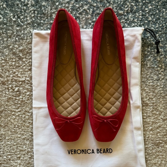 NEW Veronica Beard Beatrix Suede Ballet Flat in Fire Red - Picture 6 of 9